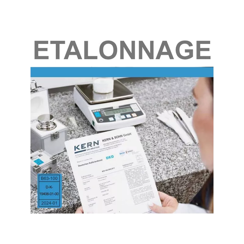 Certificat d'étalonnage DAkkS - Portée [Max] jusqu'à 150 kg | Balance Express