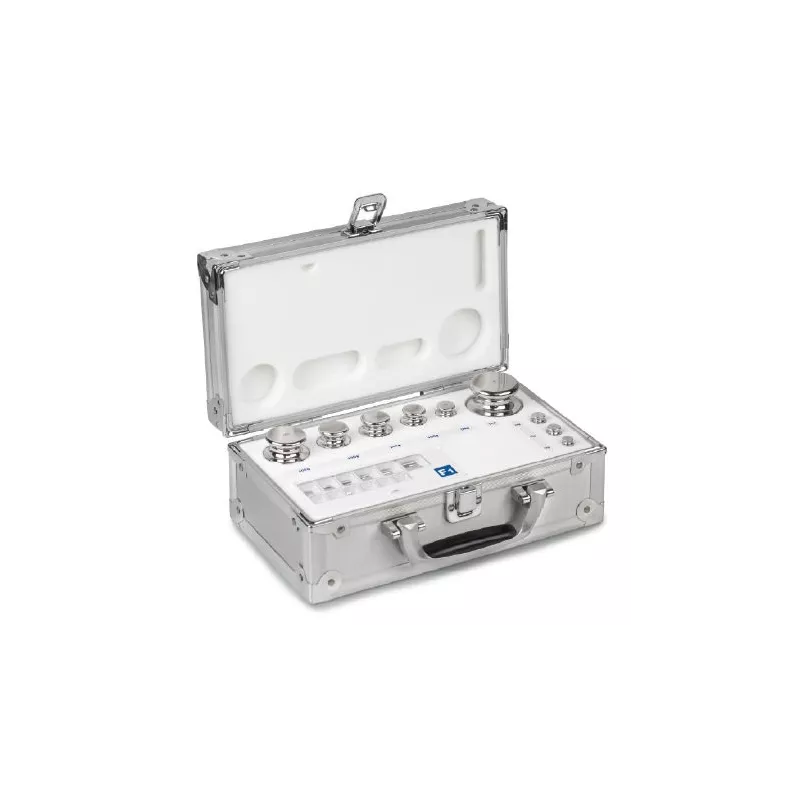 OIML E1 (303-0x6) Set of weights - knob shape, polished stainless steel, aluminium case | Balance Express