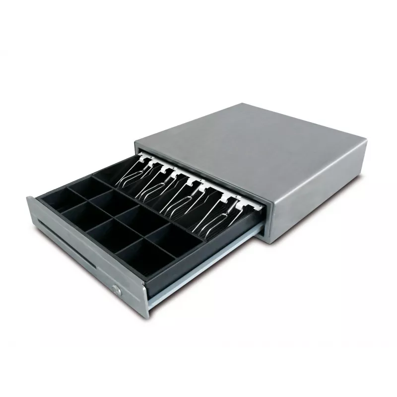 Compact cash drawer in stainless steel 410x420 mm - CDR-R41S | Balance Express