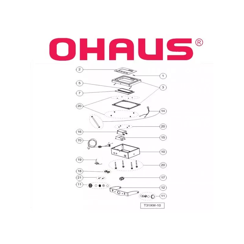 Pièces détachées OHAUS T31XW – Vue éclatée