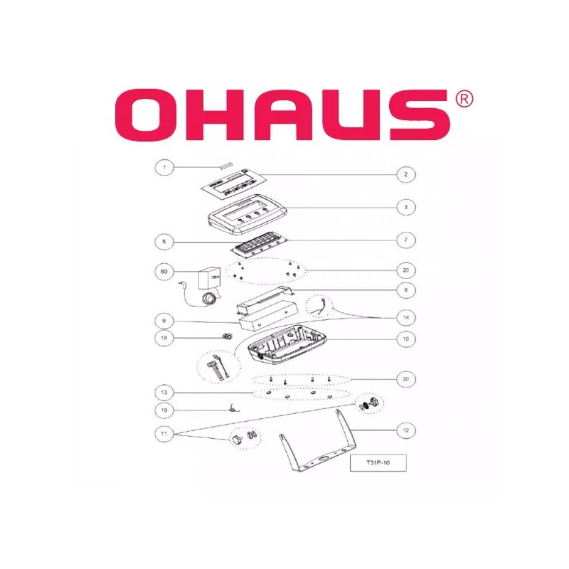 Pièces détachées OHAUS T31P – Vue éclatée
