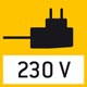 Adaptateur secteur 230 V / 50 Hz. En série standard UE. Disponible sous l'icone 'MULTI B' pour EU, GB, USA.