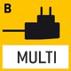 MULTI B: Adaptateur secteur avec format spécifique pour EU, GB et USA.
